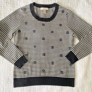 Banana Republic Sweater Women’s Black White Stripe Sequin Dot Wool Blend sz M